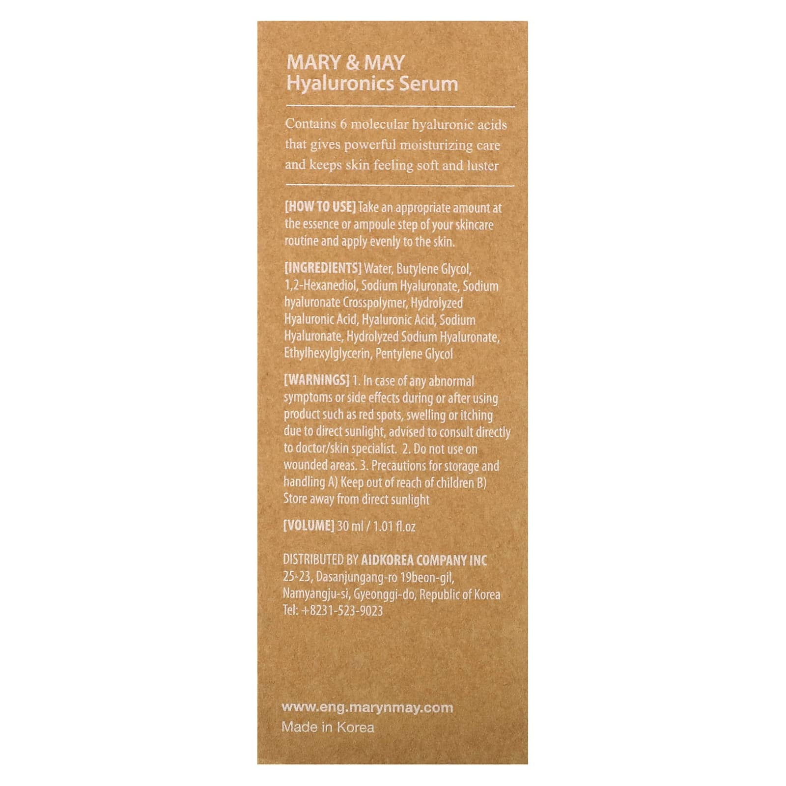 Máry & May - Hyaluronics Serum - Hyaluronic Acid Complex - Skin Shine