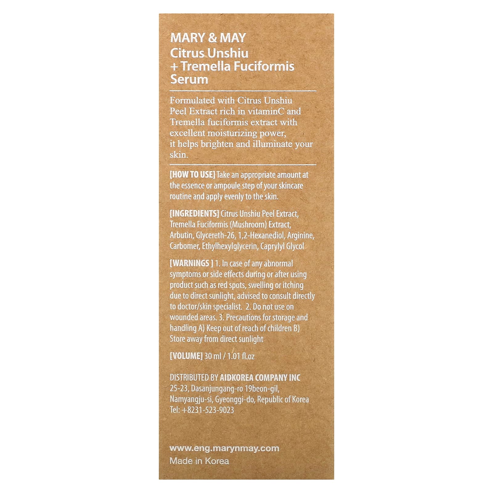 Mary & May - Sérum de Citrus unshiu y Tremella fuciformis - Skin Shine