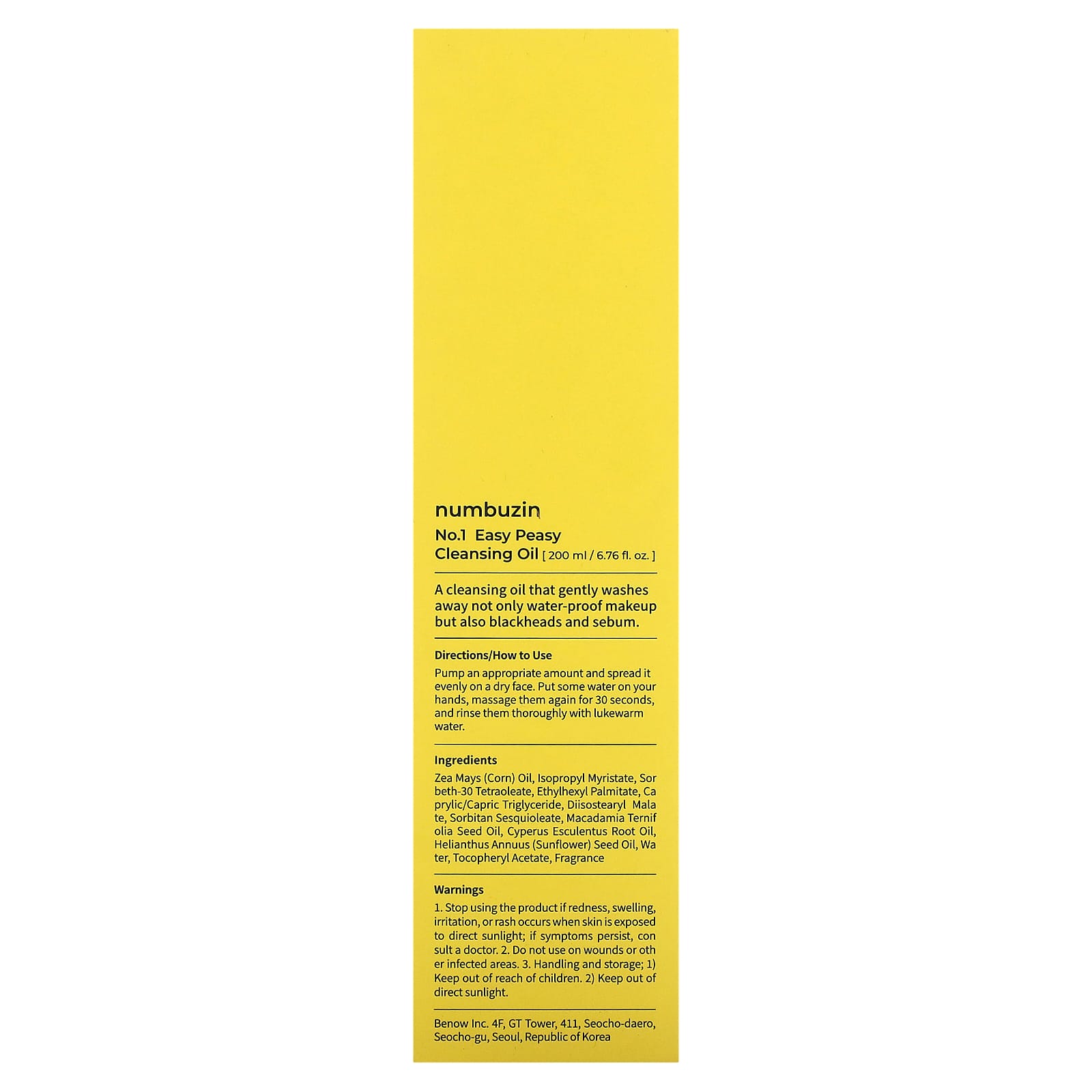 Numbuzin - No. 1 Easy Peasy Aceite de limpieza - Skin Shine